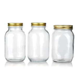 Regular-Mouth Glass Canning Mason Jars with Silver Metal Lid Aluminum Cap for Personal Care Use