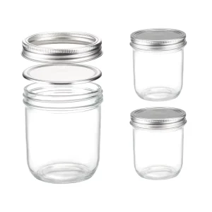 Regular Mouth Mason Jars 250ml 8oz Round Glass Mason Jars with Lids for Canning Dry Food Overnight Oats Jelly Jam Spice Storage