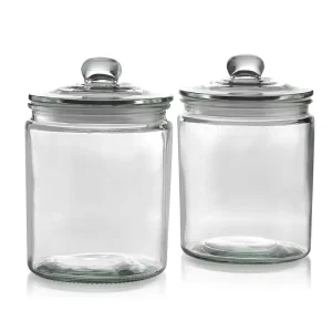 Reihey Stylish Storage Containers Decorative Glass Food Storage Containers Glass Display Jars with Lids Fancy Glass Containers
