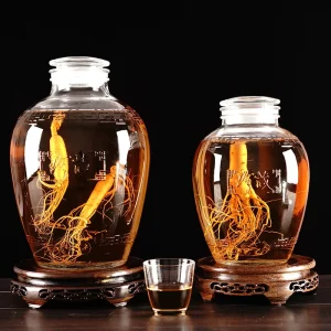 Relief-Design Reusable Wide-Mouth Airtight Glass Liquor and Wine Jar 3L 5L 10L 15L 20L