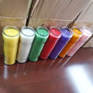 Religious Glass Jar 7 Day Color Pillar Candle Unscented Wax Prayer Candle for Memorials