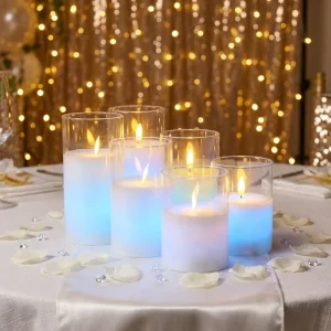 Remote Control Multi Color LED Glass Candles Battery Operated Flameless Paraffin Wax for Party Bedroom Decoration
