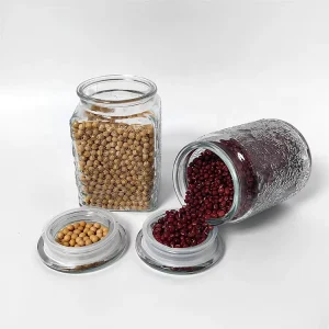 Retro Design Embossed Pattern Storage Jar Sealed Embossed Food Storage Canisters with Glass Lids for Food Fragrance Storage