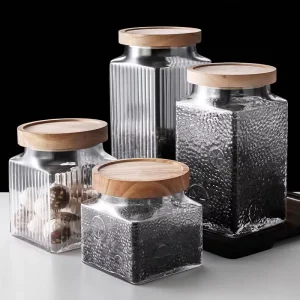 Retro Transparent Glass Bottles Food Grade Storage Canister for Snacks Nuts Dried Fruits Tea Elegant Glass Storage Jar