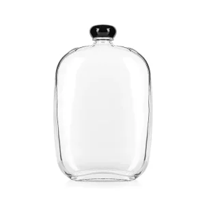 Reusable 100ml 250ml 350ml 500ml Clear Thin Flat Glass Water Drink Bottle with Aluminum Cap
