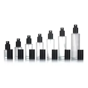 Reusable 20 30 50 80 100ml Flat Shoulder Cosmetic Face Toner Body Lotion Frosted Glass plastic Spray Perfume Bottle