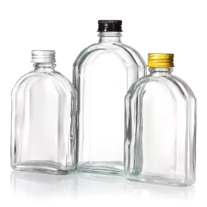 Reusable Clear Glass Juice Bottle with Aluminum Cap