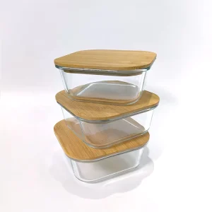 Reusable Glass Lunch Fruit Containers Freezer-Safe with Bamboo Lids for Food Storage