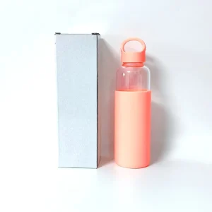 Reusable Gym Glass Water Bottle with Handle Lid for Juice and Drinks