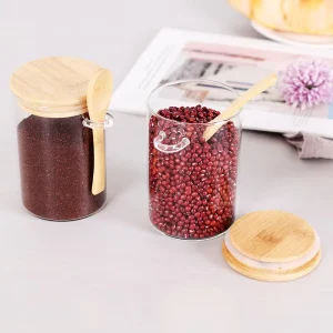 Reusable Transparent Food Storage Glass Containers Cylinder Coarse Cereals Storage Jar