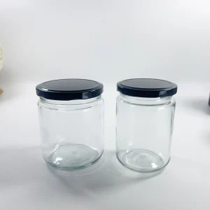 Reusable Transparent Round Glass Storage Jar with Metal Airtight Lid for Jam Honey and Jelly