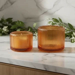 Ribbed Glass Candle Jar Vessels Containers for Candle Making