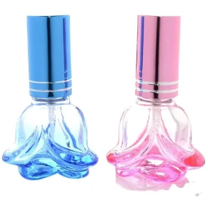 Rose Flower-Shaped Gradient Color 6mL Glass Perfume Spray Bottle