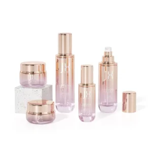 Rose Gold 50ml 100ml 120ml Glass Cosmetic Bottle with Gold Cap
