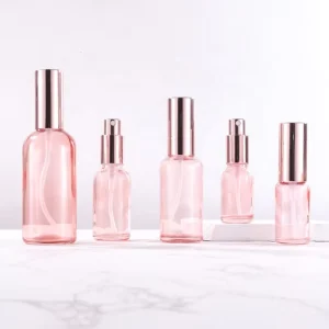 Rose Gold 50ml Transparent Pink Spray Bottle 100ml Perfume Sub Bottle 30ml Cosmetics Empty Bottle for Skin Care Serum