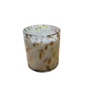 Rose Gold Colored Glass Candle Jar with Design
