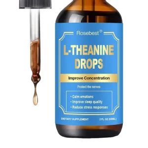 Rosebest OEM Private Label Vegan Sugar Free 200MG High Absorption L Theanine Liquid Drops Focus & Relaxation Support Supplement