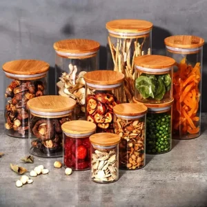 Round 4oz 5oz 6oz Glass Candle Jars with Bamboo Lids