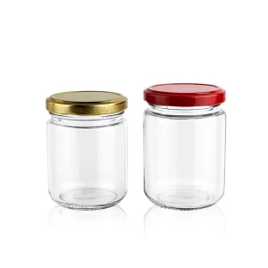 Round 500ml Heat-Resistant Reusable Glass Canning Jar for Yellow Peach and Canned Fruit