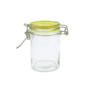 Round Airtight Glass Canning Canister with Hinged Lid, Wire Clip and Preserving Seal