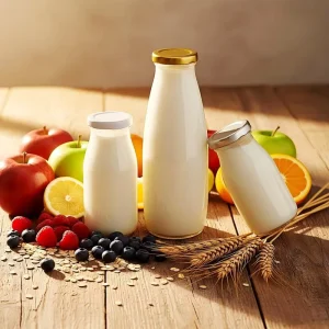 Round Beverage Glass Bottle for Juice, Fruit Wine, Milk Tea, and Sparkling Water, 250ml to 500ml