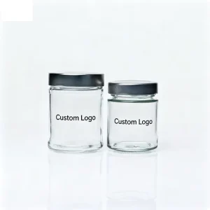 Round Black Glass Food Storage Container with High Lid and Wide Mouth 150ml 500ml
