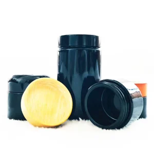 Round Black UV 100ml Violet Glass Jars with Cap for Food Cream