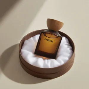 Round Brown Amber Glass Perfume Spray Bottle 30ml 50ml 100ml with Gift Box and Wood Lid