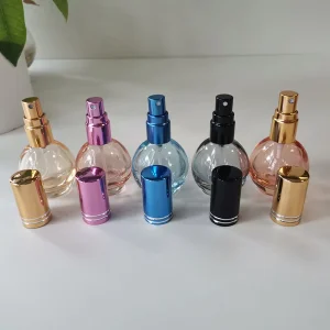 Round Bulb-Shaped Colored Glass Cosmetic Spray Bottle 10ml with Fine Mist Sprayer
