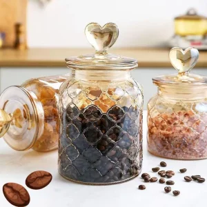 Round Clear Tea and Coffee Storage Glass Jar with Lid