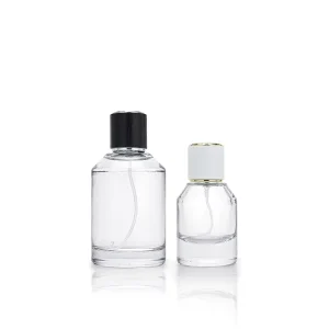 Round Cylinder Transparent Glass 50ml 100ml Perfume Bottle with Pump Spray Cap