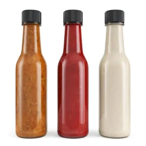 Round Empty 150ml 250ml 350ml Ketchup Bottle Chili Sauce Bbq Hot Sauce Glass Bottle With Lid