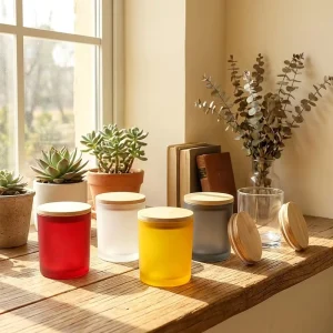 Round Empty Candle jars Brown glass Suppliers candle jar 400ml 7oz 4 Oz 24 Oz 16 Oz Amber glass jars With glass Lids For candle