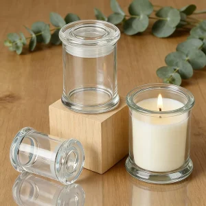 Round Empty Clear Glass Candle Jars with Glass Lid 70ml 210ml 350ml Candle Container for Candle Making Home Fragrance