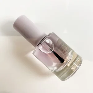 Round Empty Nail Polish Glass Bottle 14.5ml with Brush and Purple Cap