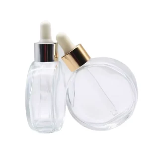 Round Flat Moon Shape 50 ml Perfume Empty Glass Dropper Bottle 60ml 2oz Unique Shape Essential Oil Hair Oil Glass Bottle