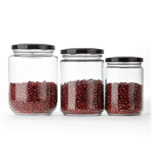 Round Food Glass Jars 100ml 200ml 300ml with Aluminum Lids for Candy Honey and Sugar Storage