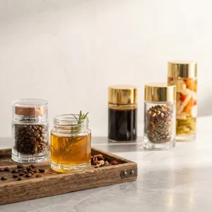 Round Food Grade Glass Jar with Lid 50ml 100ml 200ml for Honey Jam and Spices