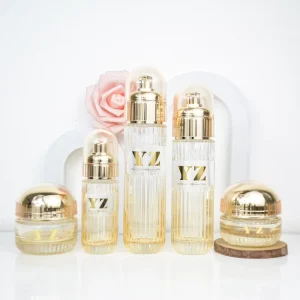 Round Glass Cosmetic Bottles and Jar Set, 30g 50g 40ml 100ml 120ml, Skincare Packaging