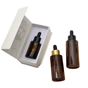 Round Glass Dropper Bottle with Gift Box for Serum and Essential Oil Cosmetic Packaging