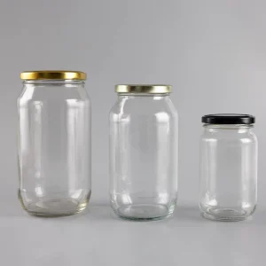 Round Glass Food Jar for Chili Sauce Honey Pasta and Food Storage