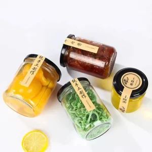Round Glass Food Storage Jar with Airtight Lid for Jam and Honey