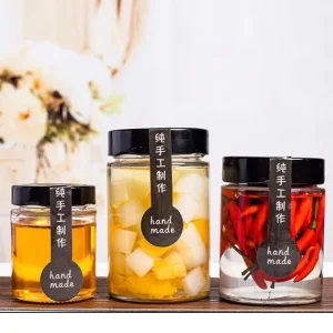 Round Glass Jar Set with Lids for Kitchen Storage