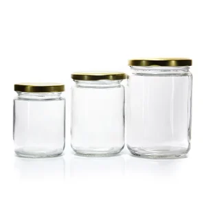 Round Glass Jars Canning Jars with Black Metal Lids for DIY Dessert Jam Dry Goods for Honey Candy Wedding Favors