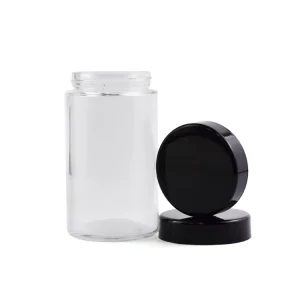 Round Glass Jars with Lids for Flower Packaging with Child Resistant Lid Straight Side Stash Glass Containers