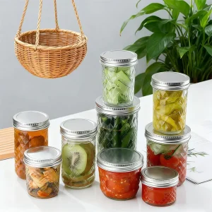Round Glass Mason Jar With Metal Lid 100ml 200ml 250ml 350ml 500ml for Food Storage Jam Honey Caviar Pickles