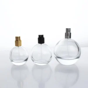 Round Glass Perfume Bottle 30ml 50ml 100ml with Pump Sprayer and Cap