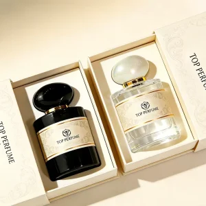 Round Glass Perfume Bottle with Oval Pearl Cap 30ml 50ml 100ml Clear