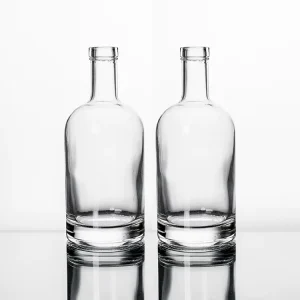 Round Glass Spirit Bottle 700ml with Cork Lid for Brandy Liquor and Gin