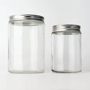 Round Glass Storage Jars with Black Gold Lid Clear High Quality for Kitchen Use 100ml to 500ml Capacity Options